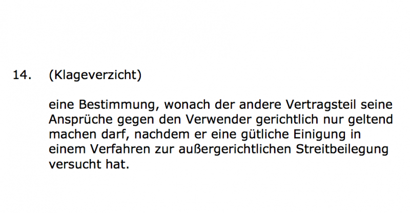 § 309 Nr. 14 BGB Klauselverbot für Klageverzicht